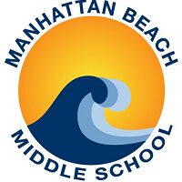 School logo with wave and sunset